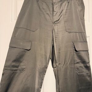 Zara Silk Olive Green Cargo Pants
